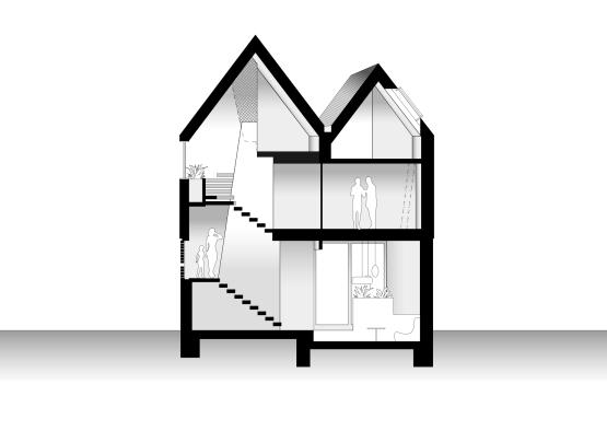 a black and white model of a house