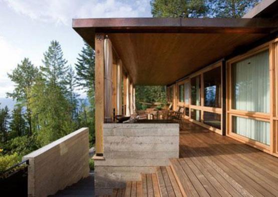 a house with a deck and a wood deck