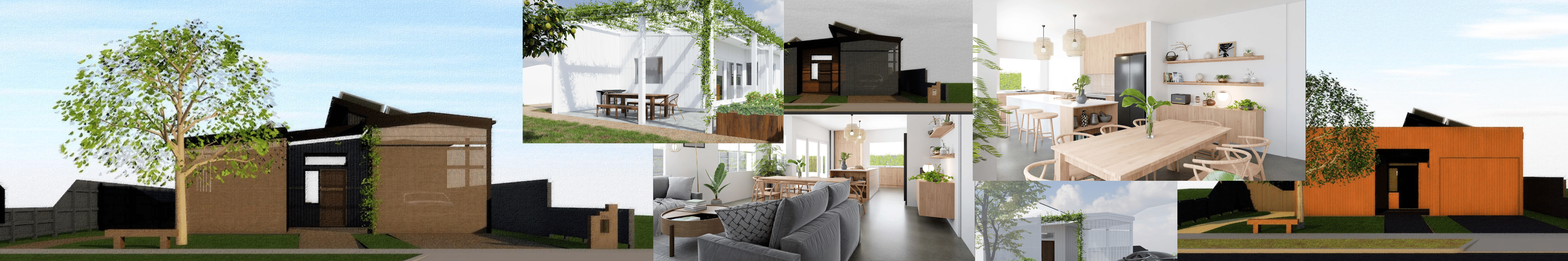 a collage of a house