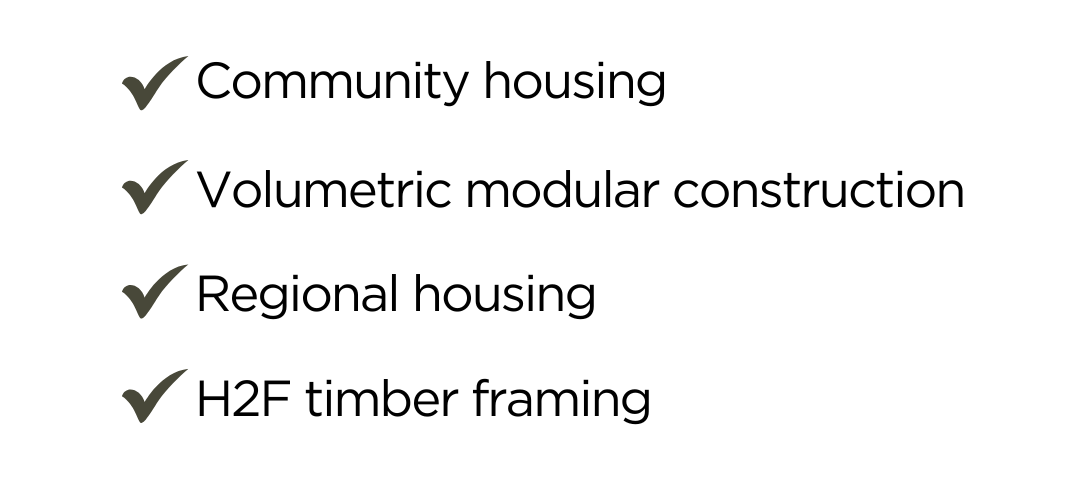 Benefits: Volumetric modular construction solution by ARKit, Regional housing development, Constructed with sustainably sourced plantation-grown structural timber value added for termite resistance