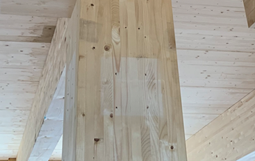 Sunburn mark on mass timber from props 