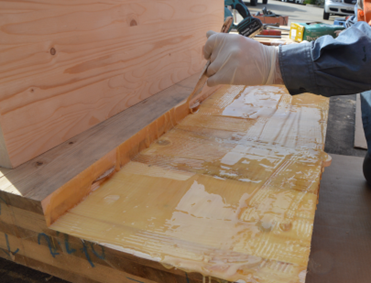 PU adhesive applied to the affected area 