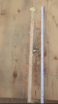 Timber strip awaiting excessive adhesive removed and sanded to blend into the base panel 