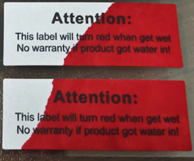Moisture indicator stickers