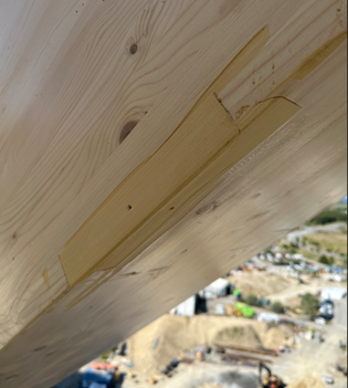 Putty used to repair mechanical damage to glulam