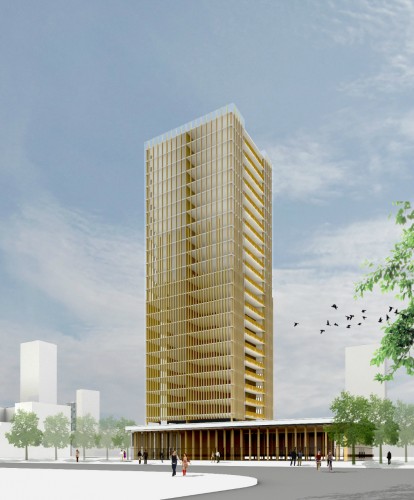 Concept Visualisation multistorey wood building - artist's impression