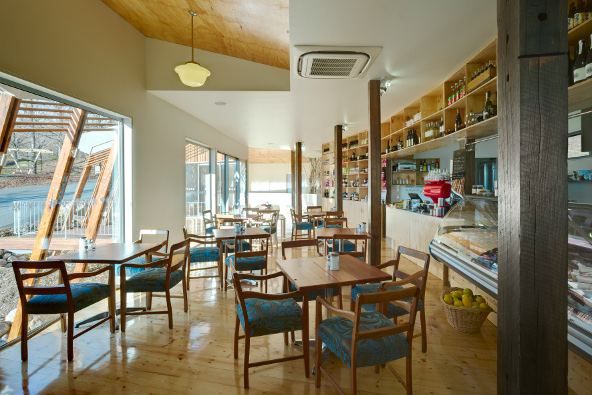 a room with tables and chairs