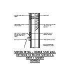 SECTION DETAIL - DOUBLE STUD WALL BATTENED TO RECEIVE SERVICES & BATH / SHOWER WD0002A