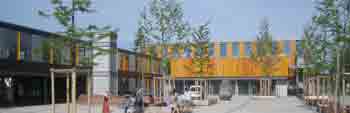 A school building constructed from prefabricated modular timber system by Arthur Schankula Architects, Munich