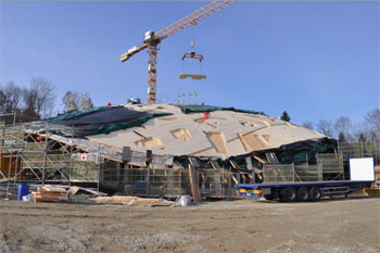 The elephtan house roof shows the layered construction