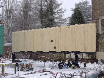 Construction of the CLT 8 storey apartments 2