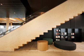The CLT staircase at the Library at the Dock