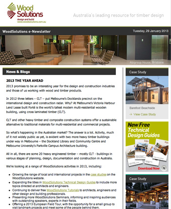 WoodSolutions January 2013 newsletter