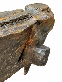 Mortise and tenon corner joint and wooden nail.