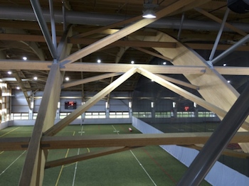 The indoor football training field at Universite Laval