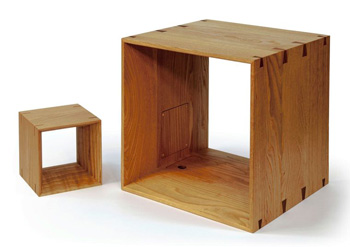 wooden cube speakers are available in two sizes