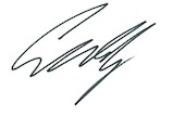 a signature on a white background