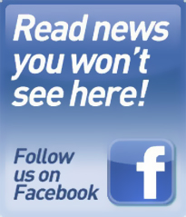 a blue and white sign with a facebook logo