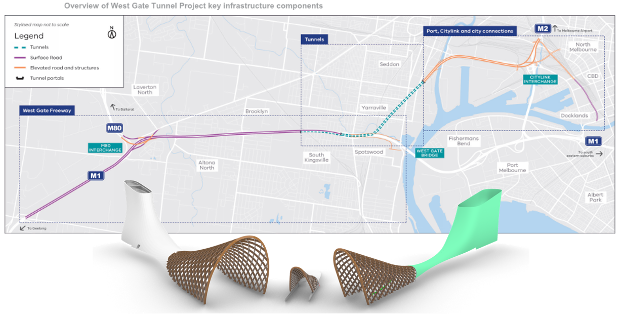 West Gate Tunnel Pair: Northern Portal, Southern Outbound.