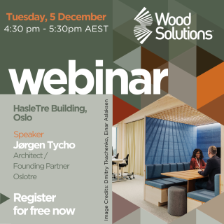 WoodSolutions Webinar | HasleTre Building, Oslo. Tuesday 5th December 4:30pm - 5:30pm