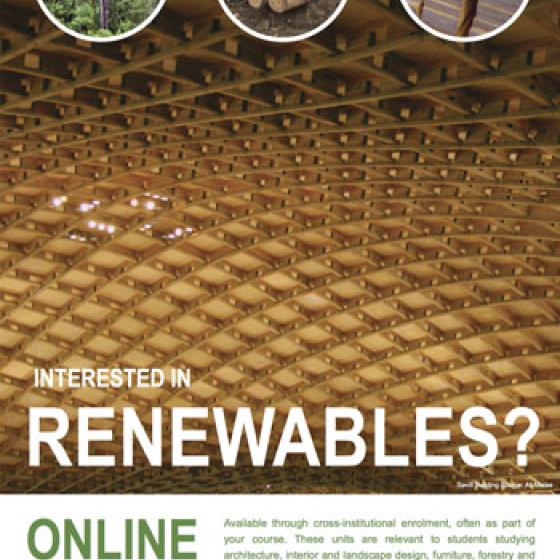 UTAS CSAW Specialist Electives poster shows wood as a renewable resource