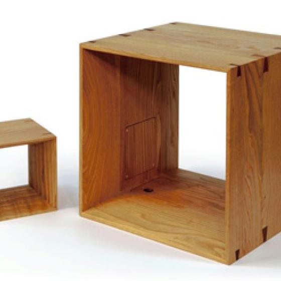 wooden cube speakers are available in two sizes
