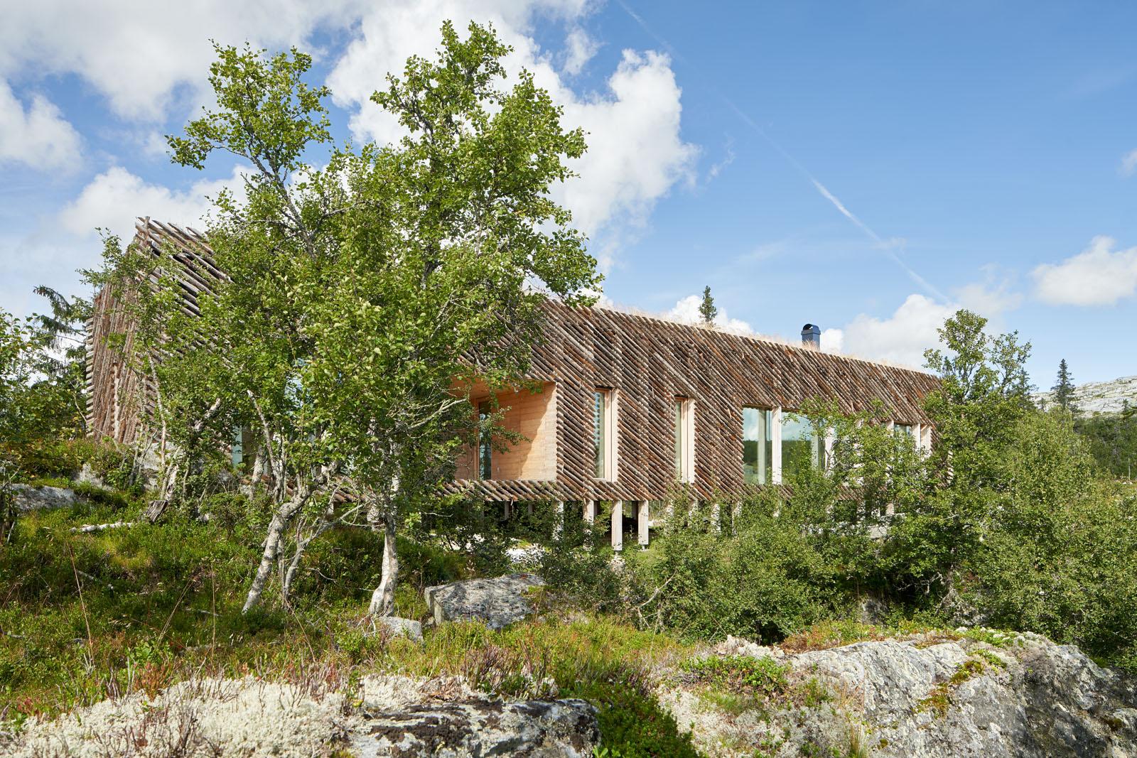a building with trees around it