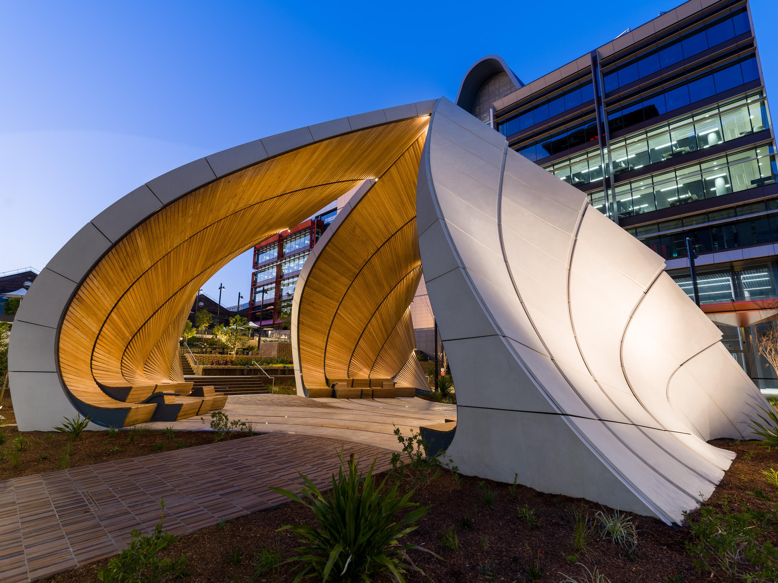 a structure with a curved roof