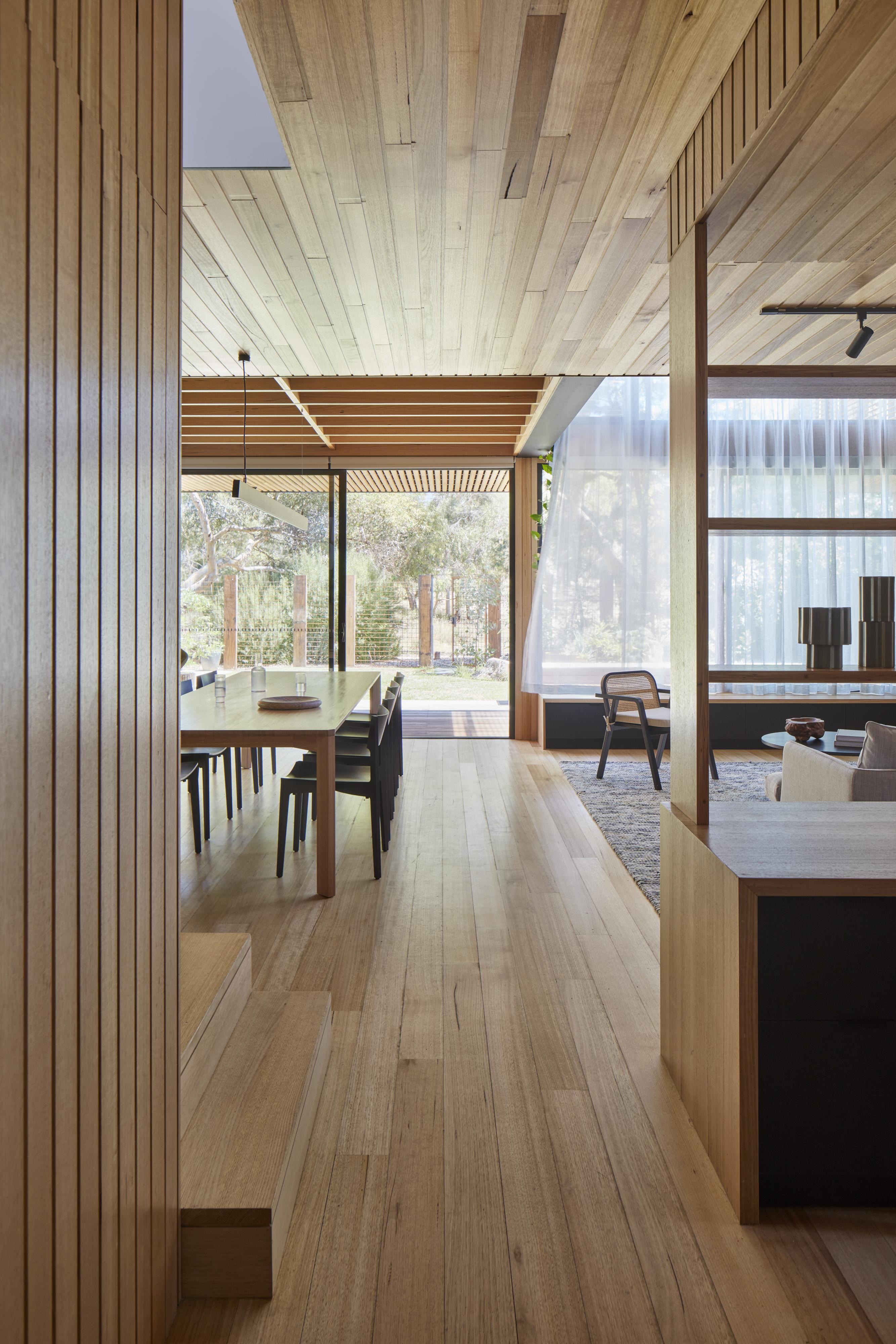 a room with a table and chairs