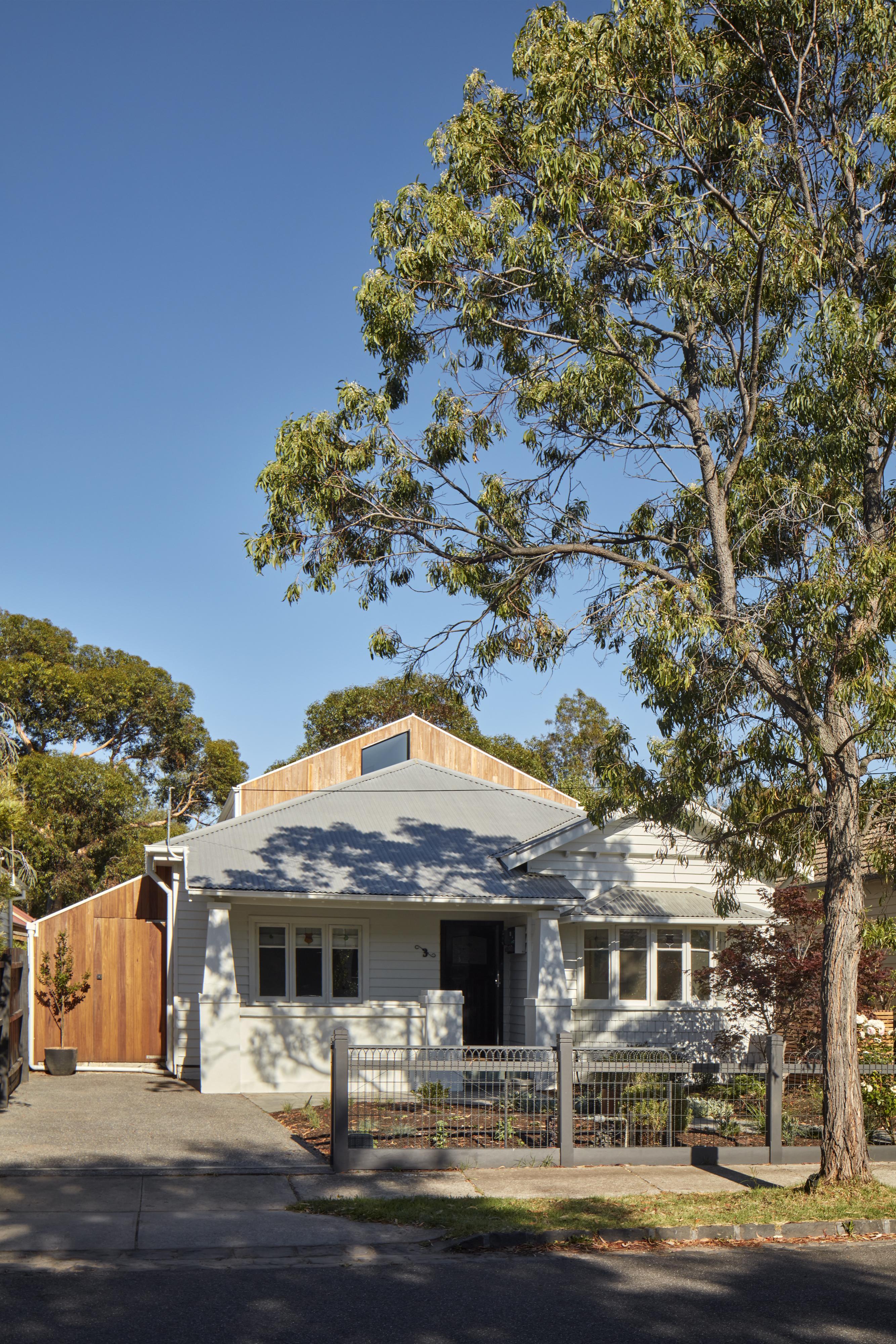 a house with trees around it