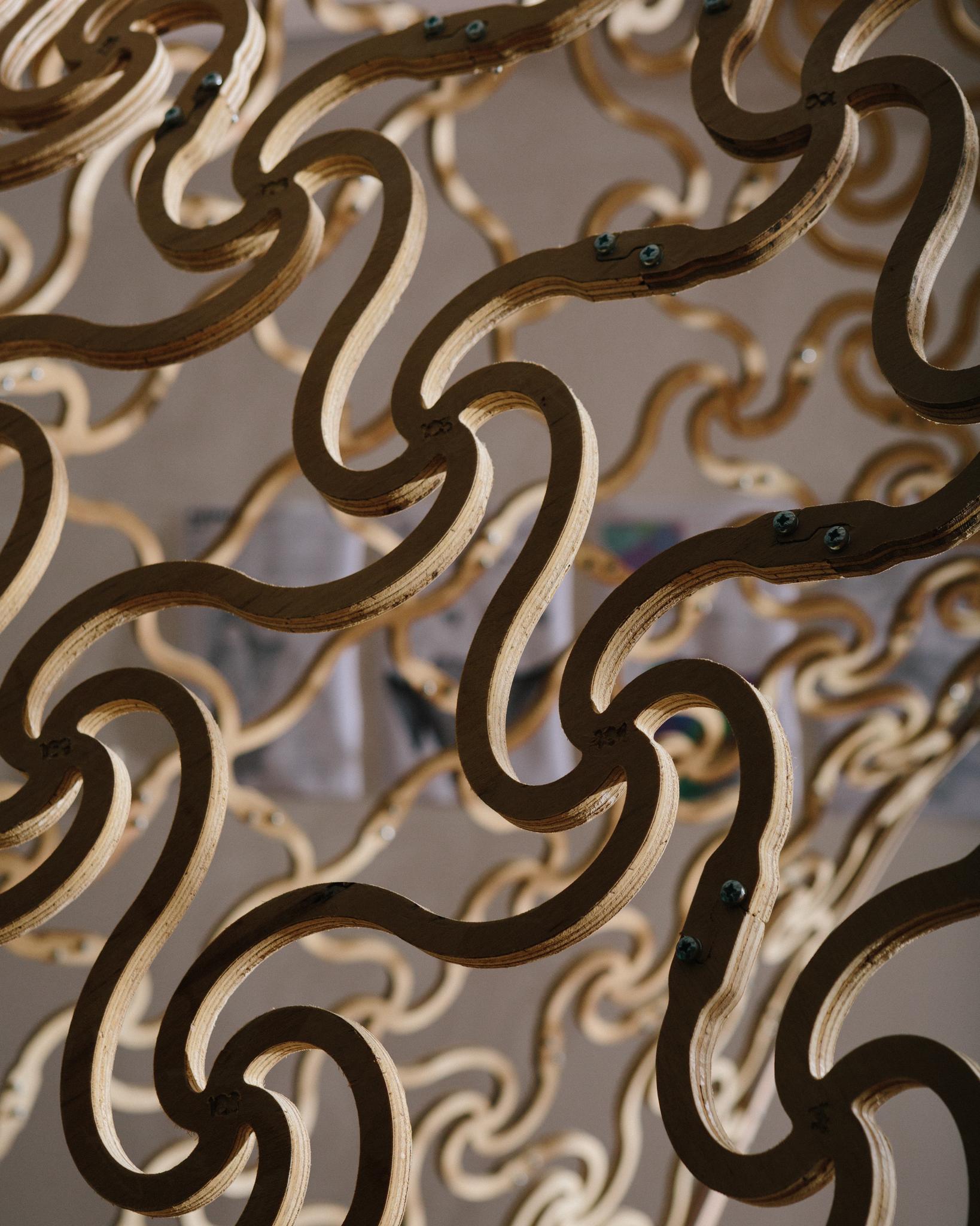 a close up of a wood carving