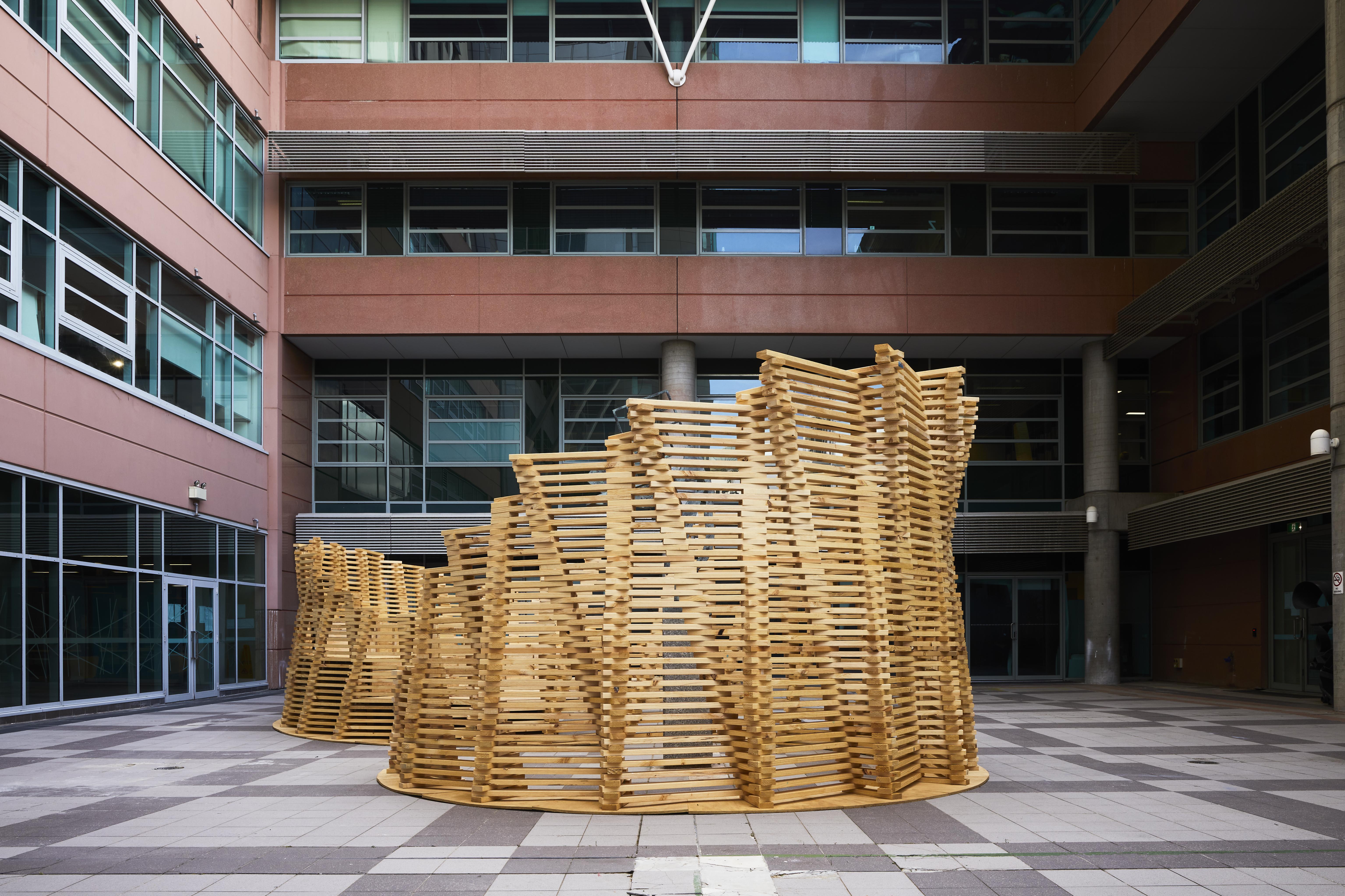 a sculpture outside of a building