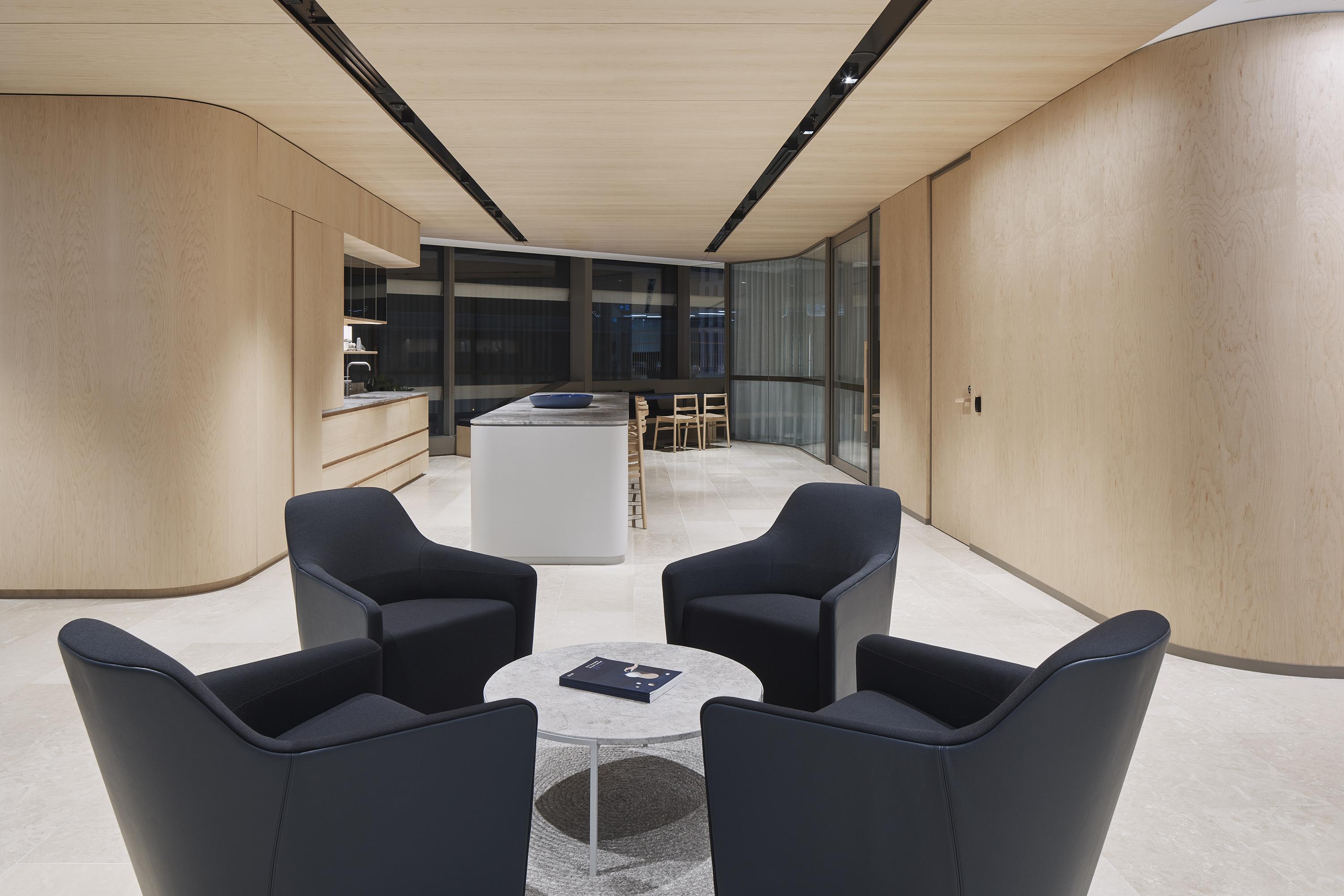 a room with chairs and a table