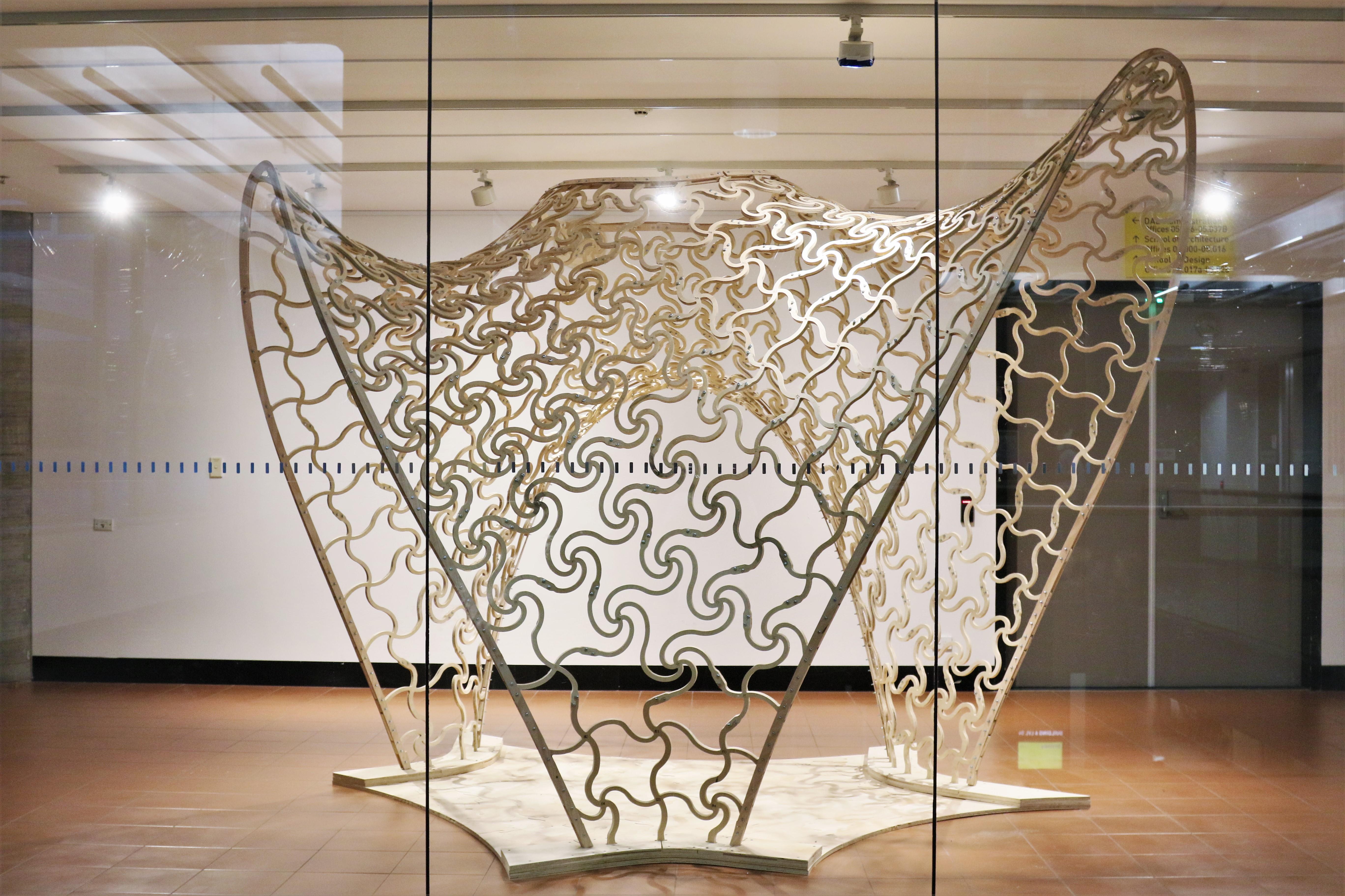 a sculpture in a room