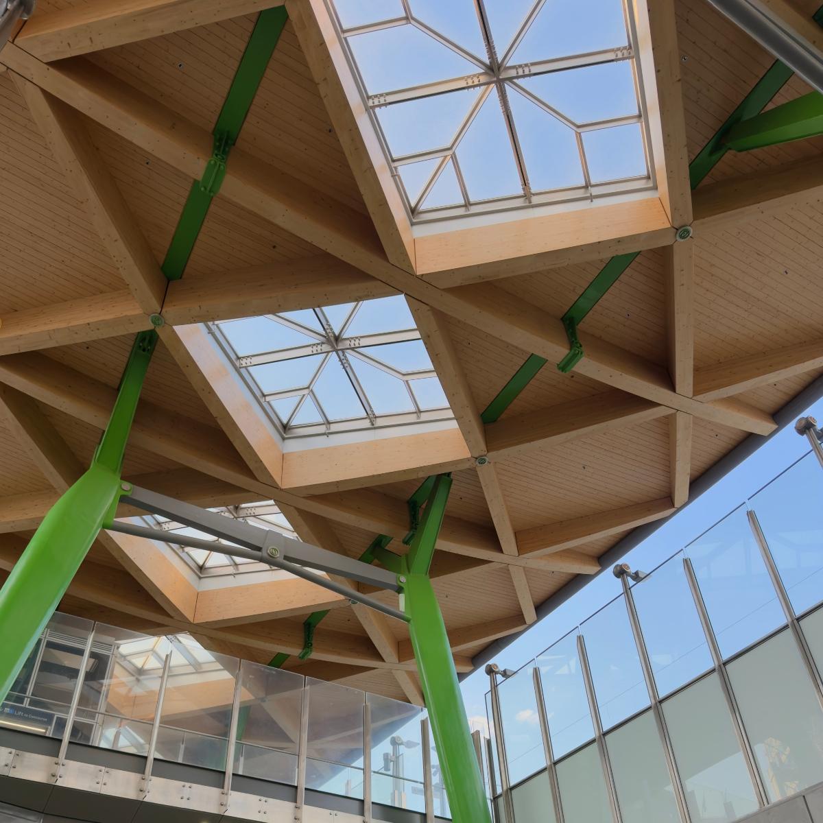 The glulam diagrid canopy of Melbourne's Anzac Station