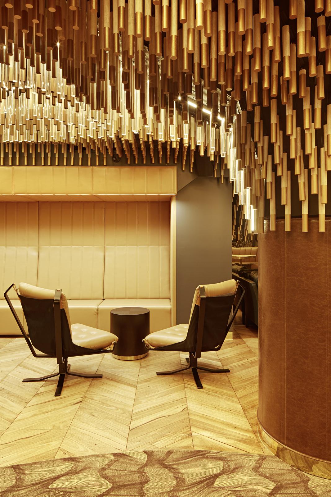 a room with chairs and a table