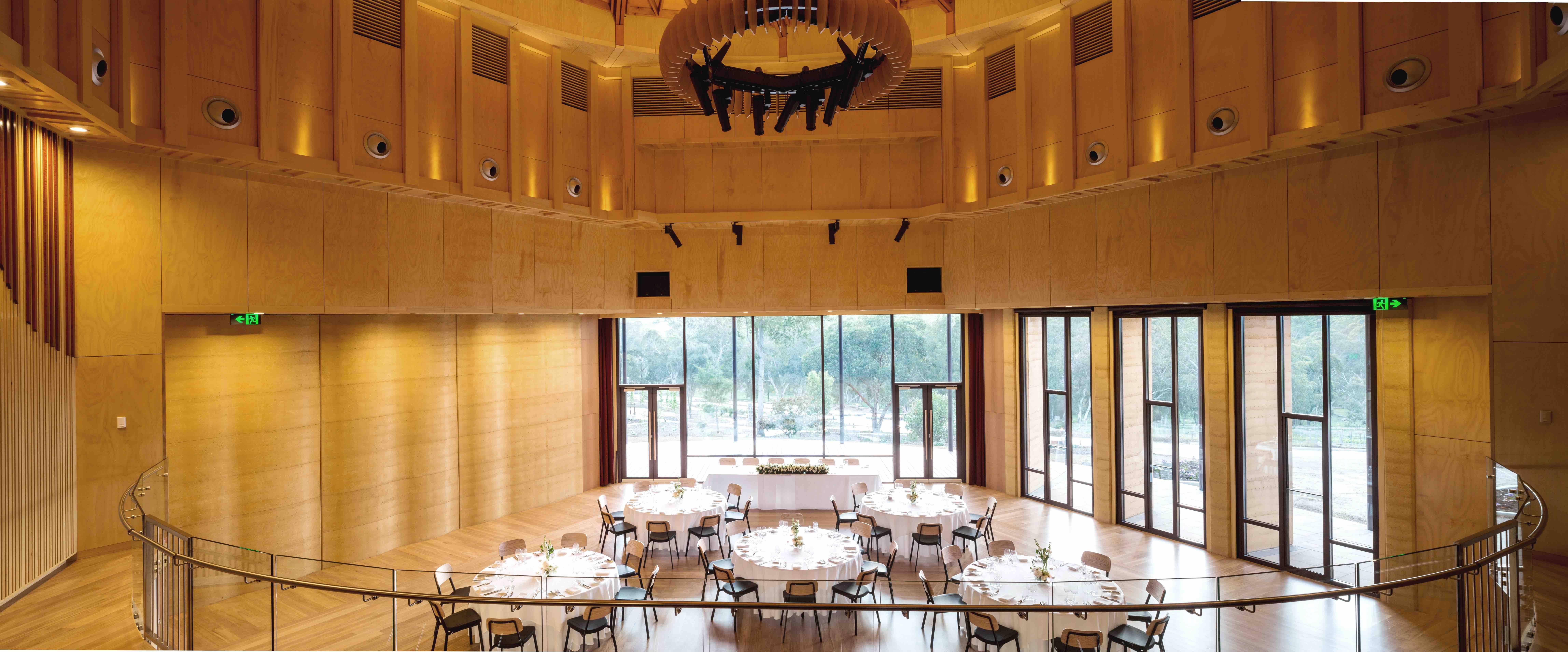 a room with tables and chairs