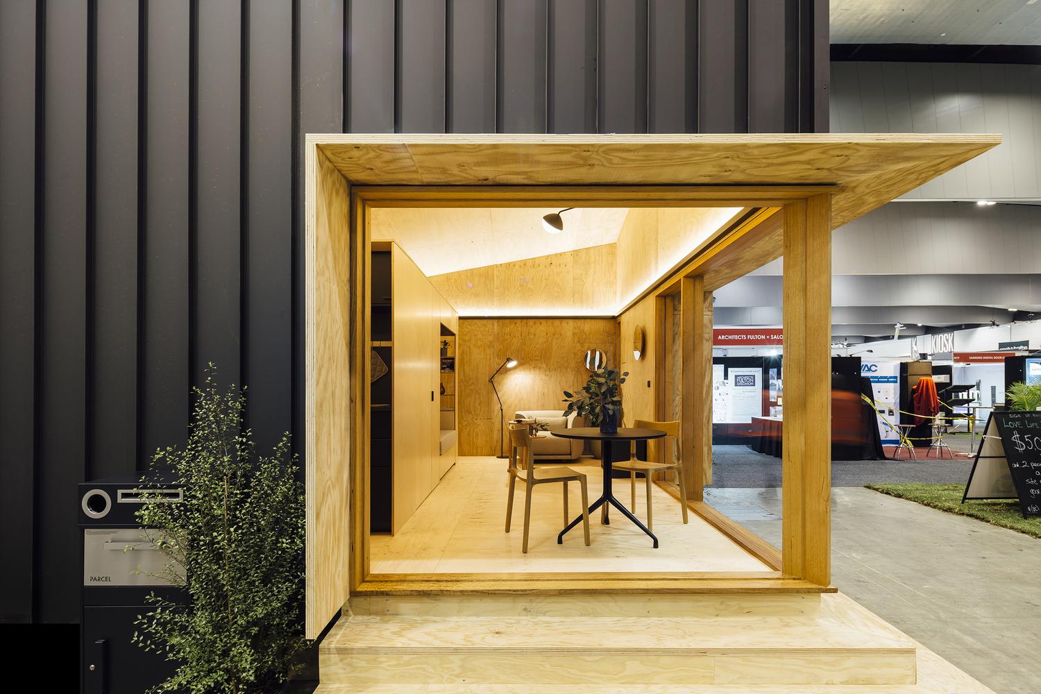 a room with a table and chairs