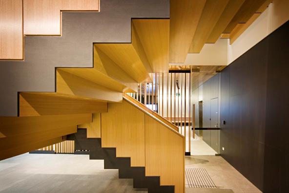 a staircase in a building