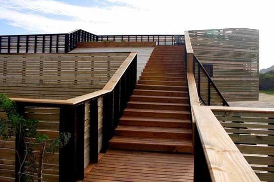 a wooden stairs with railings