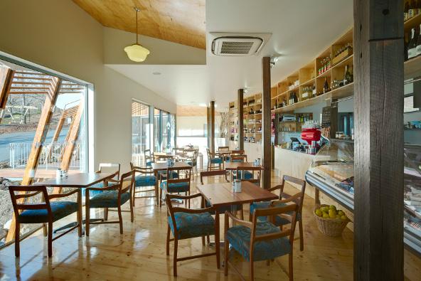 a room with tables and chairs