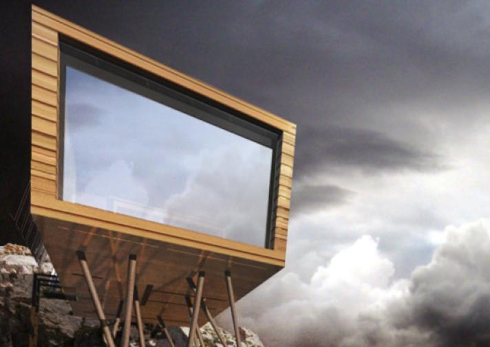 a building with a large window