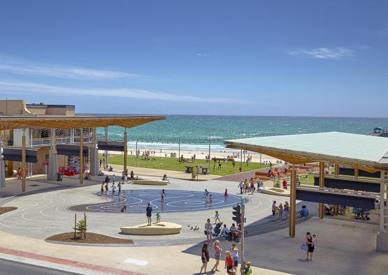 a group of people at a beach