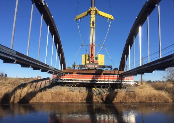 a bridge with a crane on it