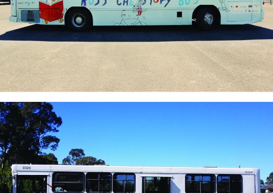 a bus parked in a parking lot