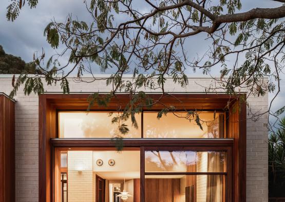 a building with a glass door