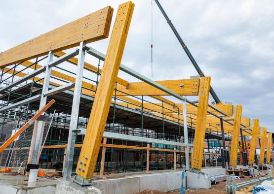 a construction site with a crane