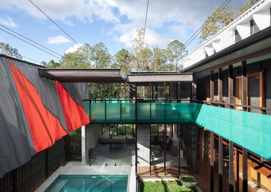 a pool in a building