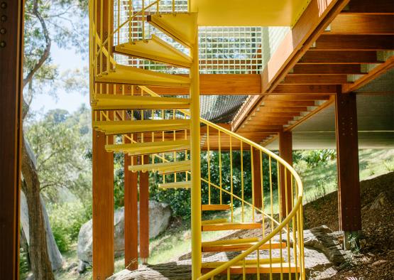 a spiral staircase outside of a building