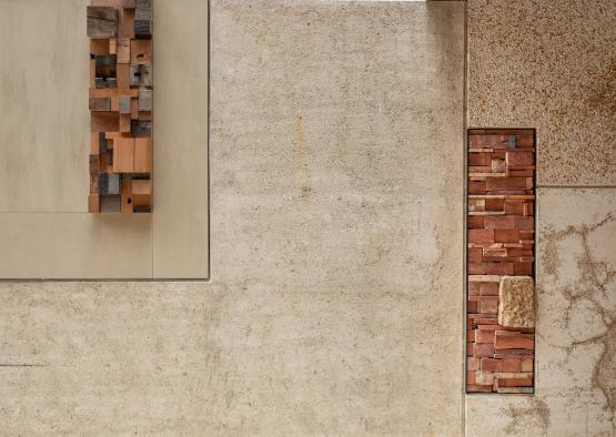 a wall with different textures